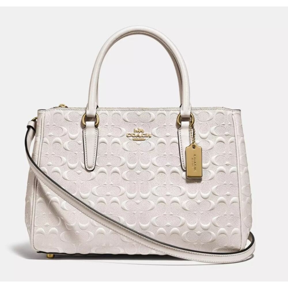 Coach Surrey Carryall in Signature Leather white cream tote bag